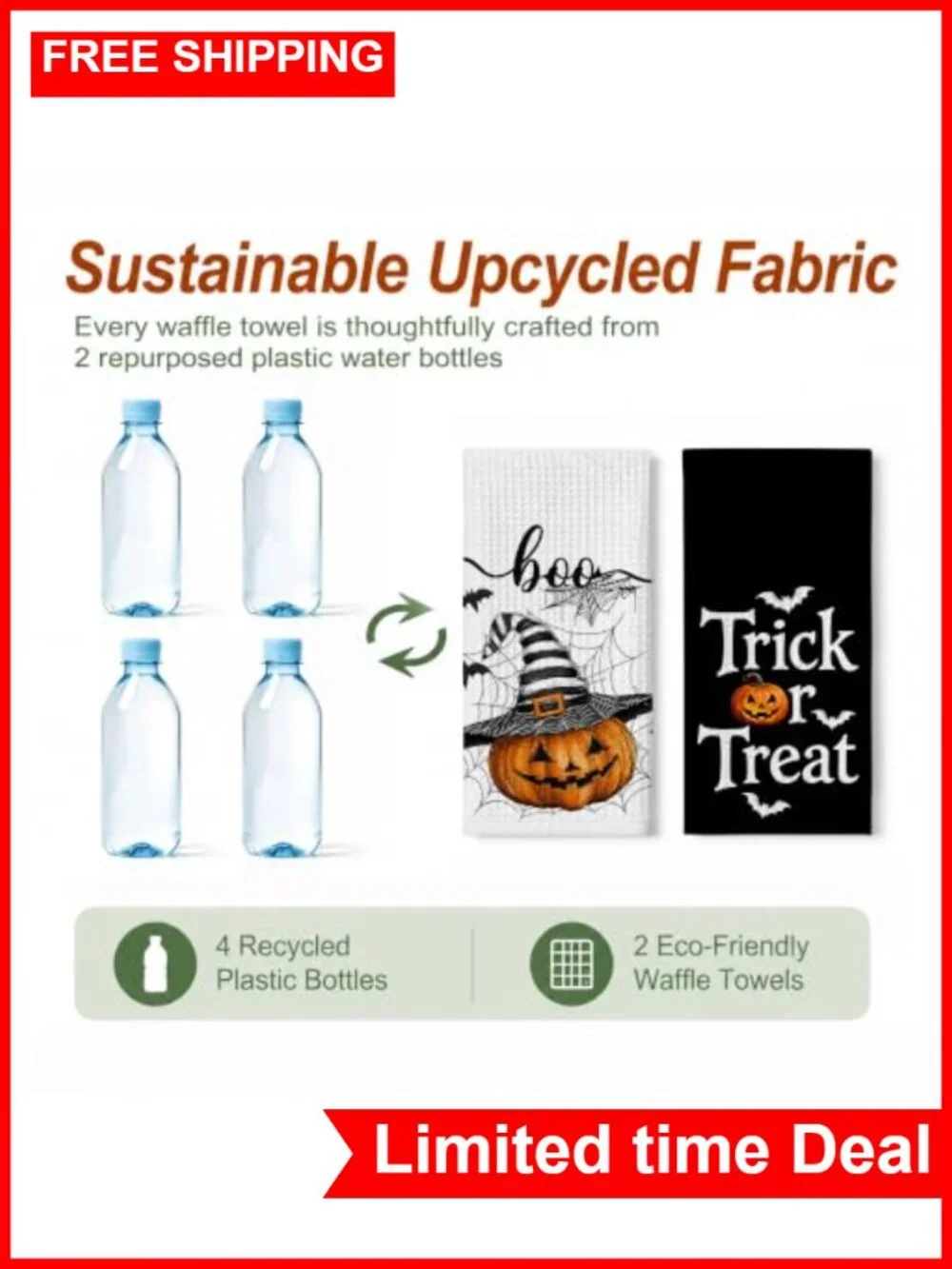 Halloween Pumpkin Kitchen Towels Set of 2 Soft Absorbent 16x24